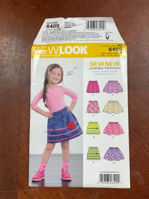 2015 New Look 6409 Pattern - Kids' Skirts FACTORY FOLDED