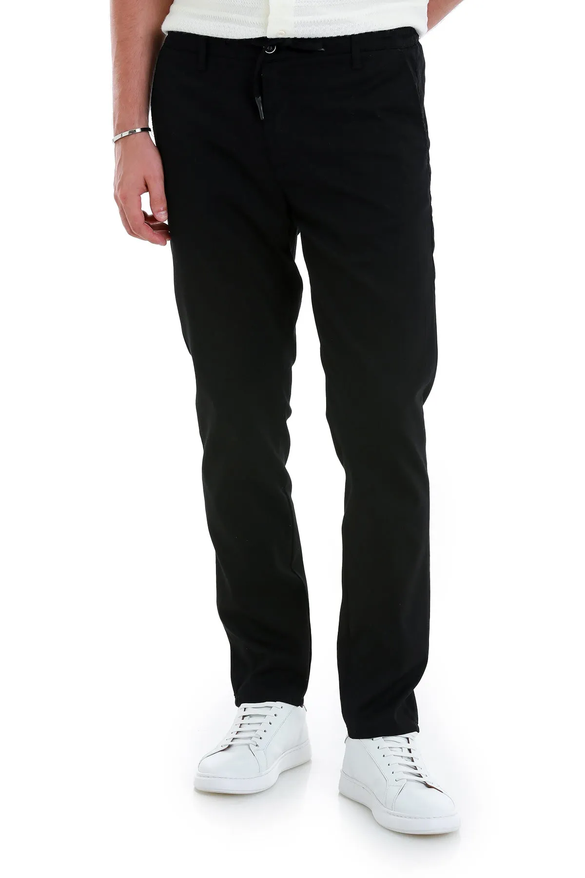29261024C004 \ 24443 Dynamic Fit Side Pocket High Waist / Unpleated Cotton & Polyester Jogger, Black