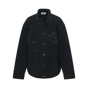 3B Sports Icon Large Fit Denim Jacket in Black