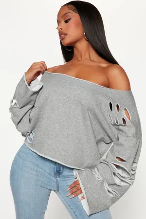 Avianna Off Shoulder Top - Heather Grey