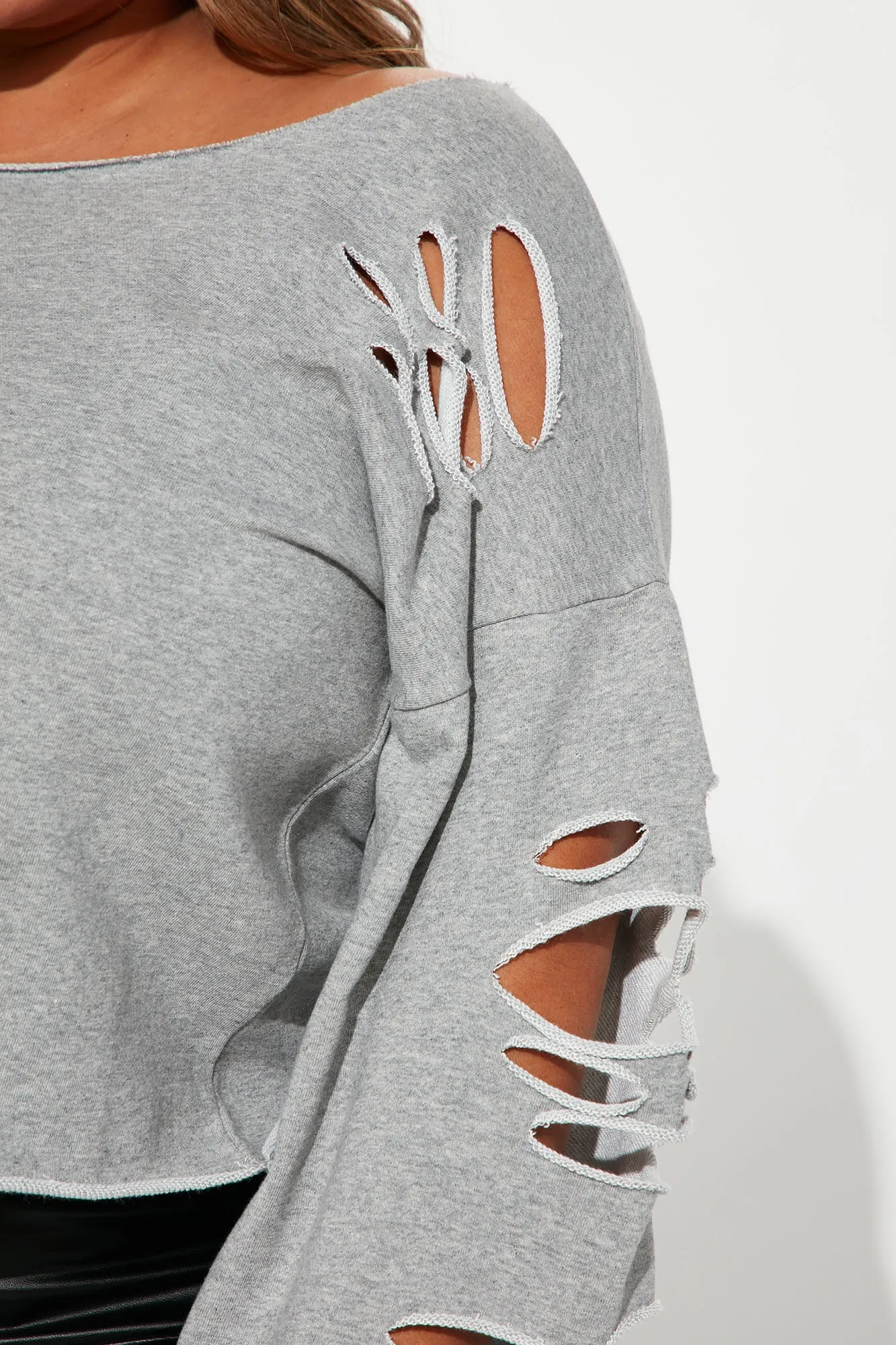 Avianna Off Shoulder Top - Heather Grey