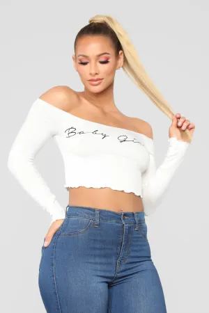 Baby Girl Long Sleeve Off Shoulder Top - Ivory