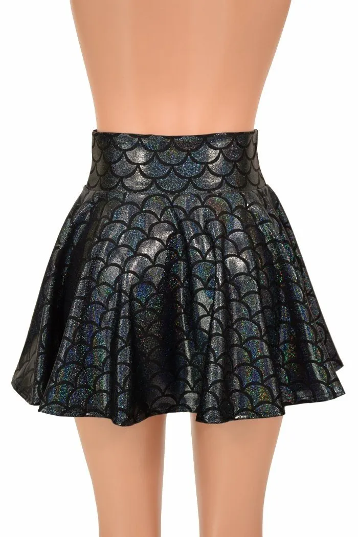 Black Mermaid Scale Rave Skirt