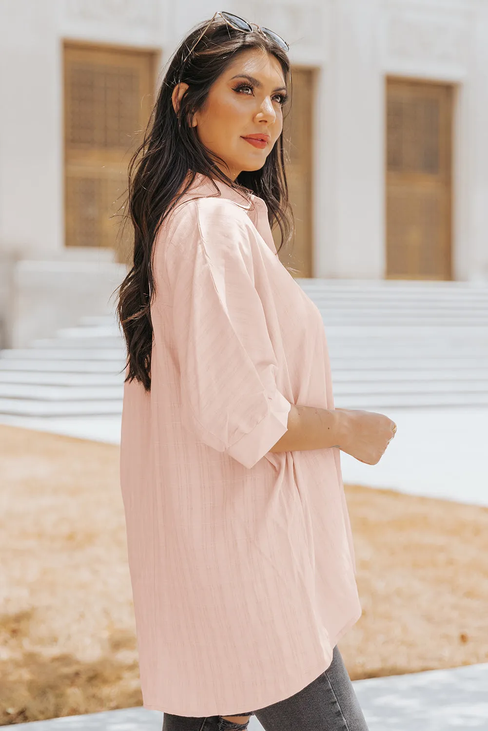 Button Front Dolman Shirt | Pink