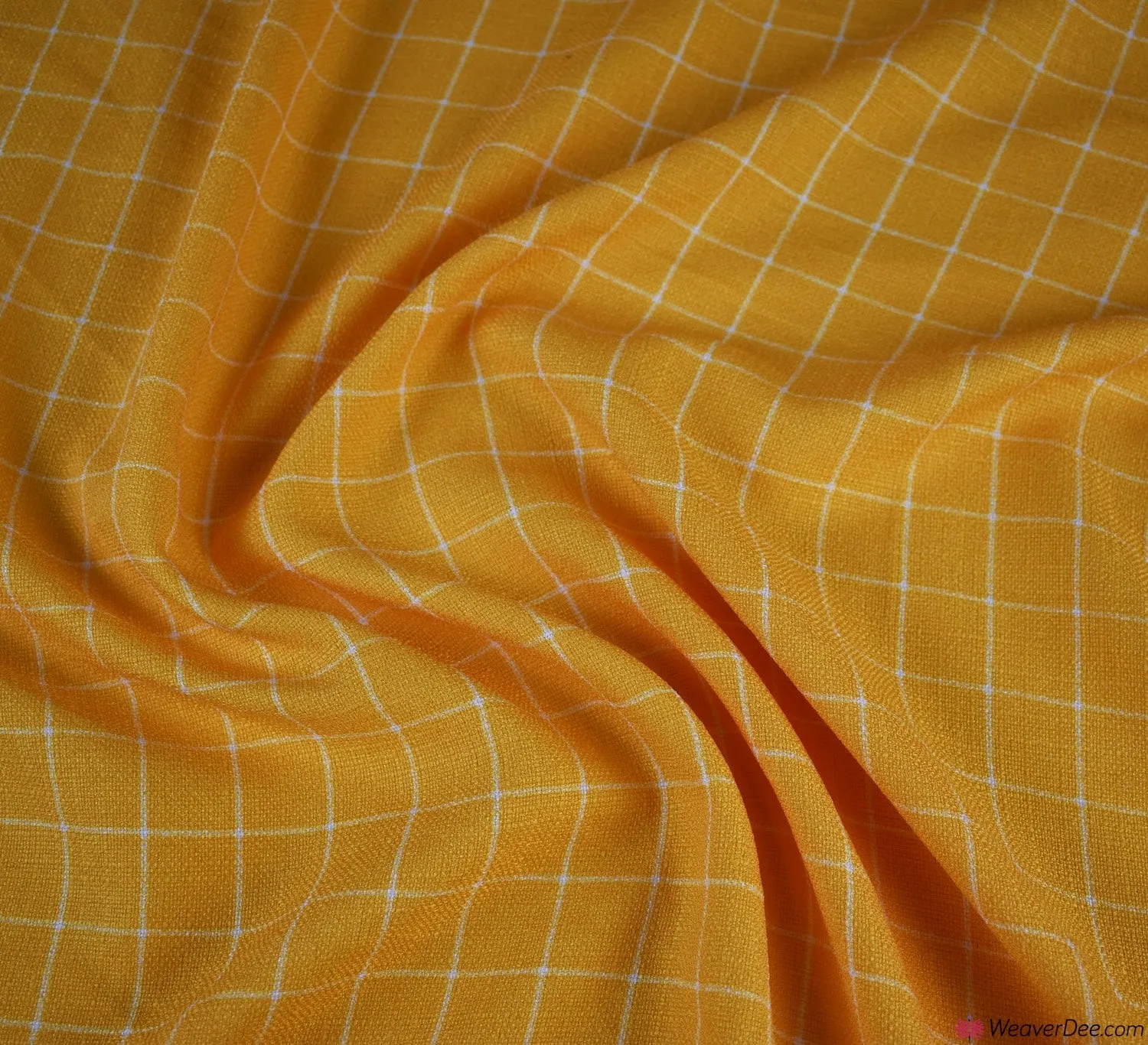 Check Linen Look Fabric - Yellow