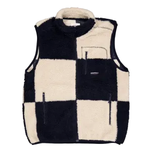 Checkered Sherpa Vest Natural / Navy Check