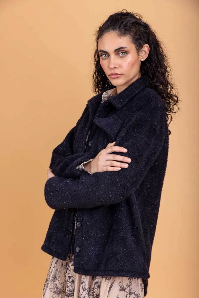 Clementine Shacket Black Sparkle