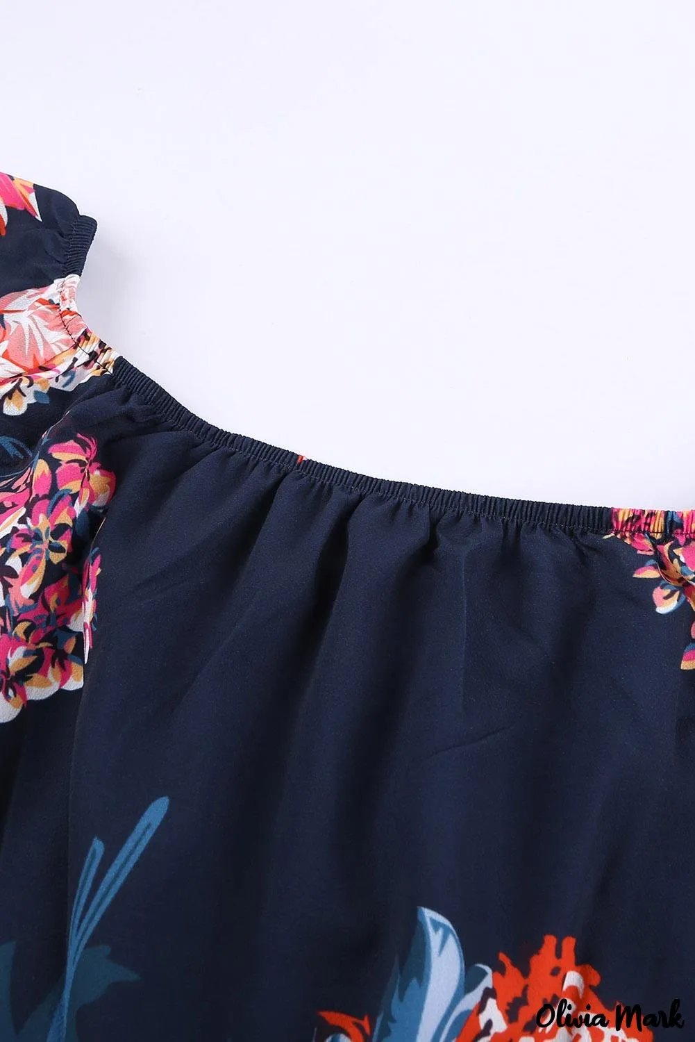 Deanwangkt - Blue Chiffon Off Shoulder Tie Front Blouse