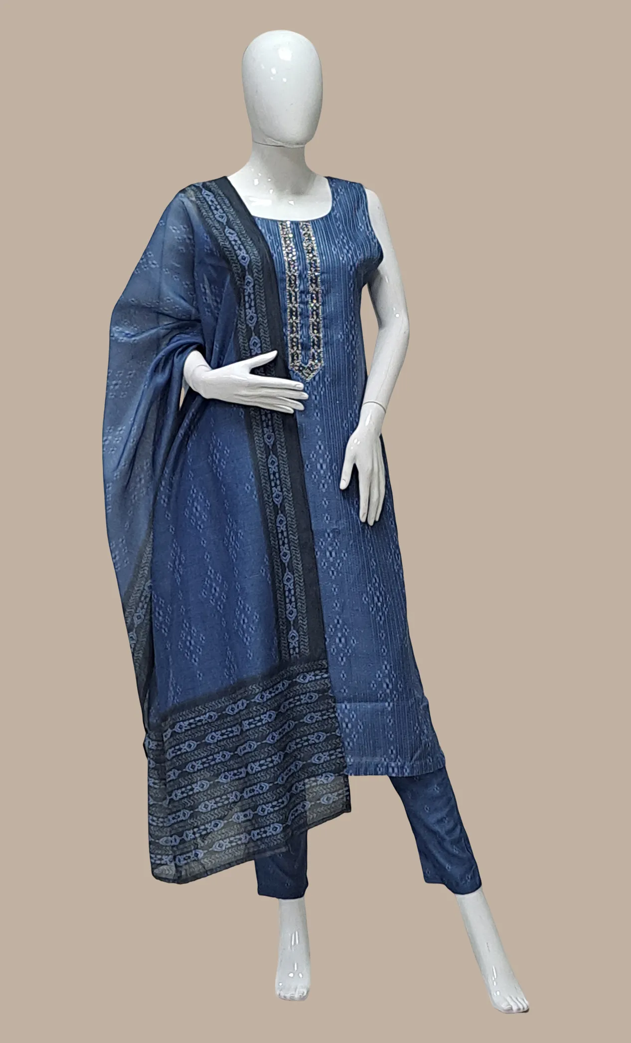 Deep Blue Embroidered Punjabi