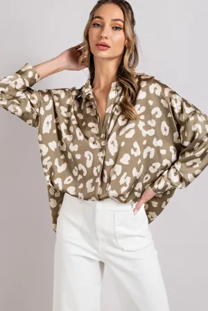 Dry Herb Leopard V Neck Shirt
