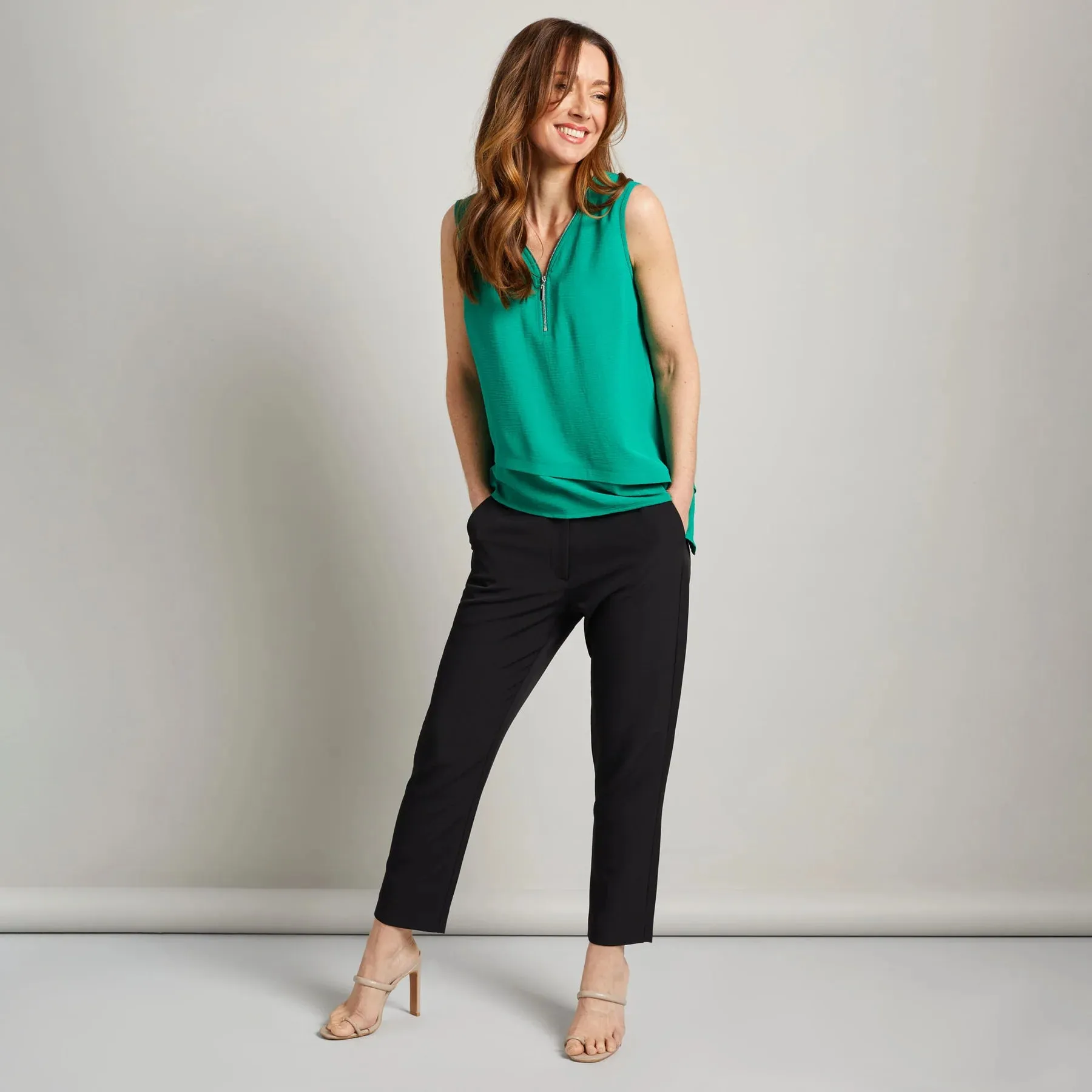 EMRECO Black Elastic Back Cropped Trouser