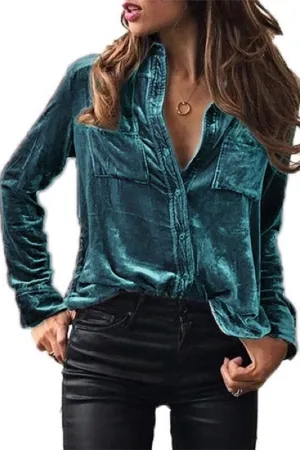 Feels Like Love Teal Velvet Blouse