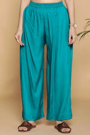 Firozi Flared Rayon Palazzo Pants