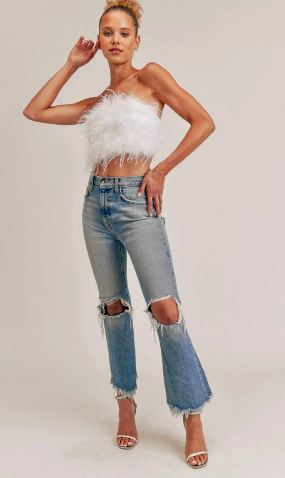 Flirty & Festive Feather Crop Top