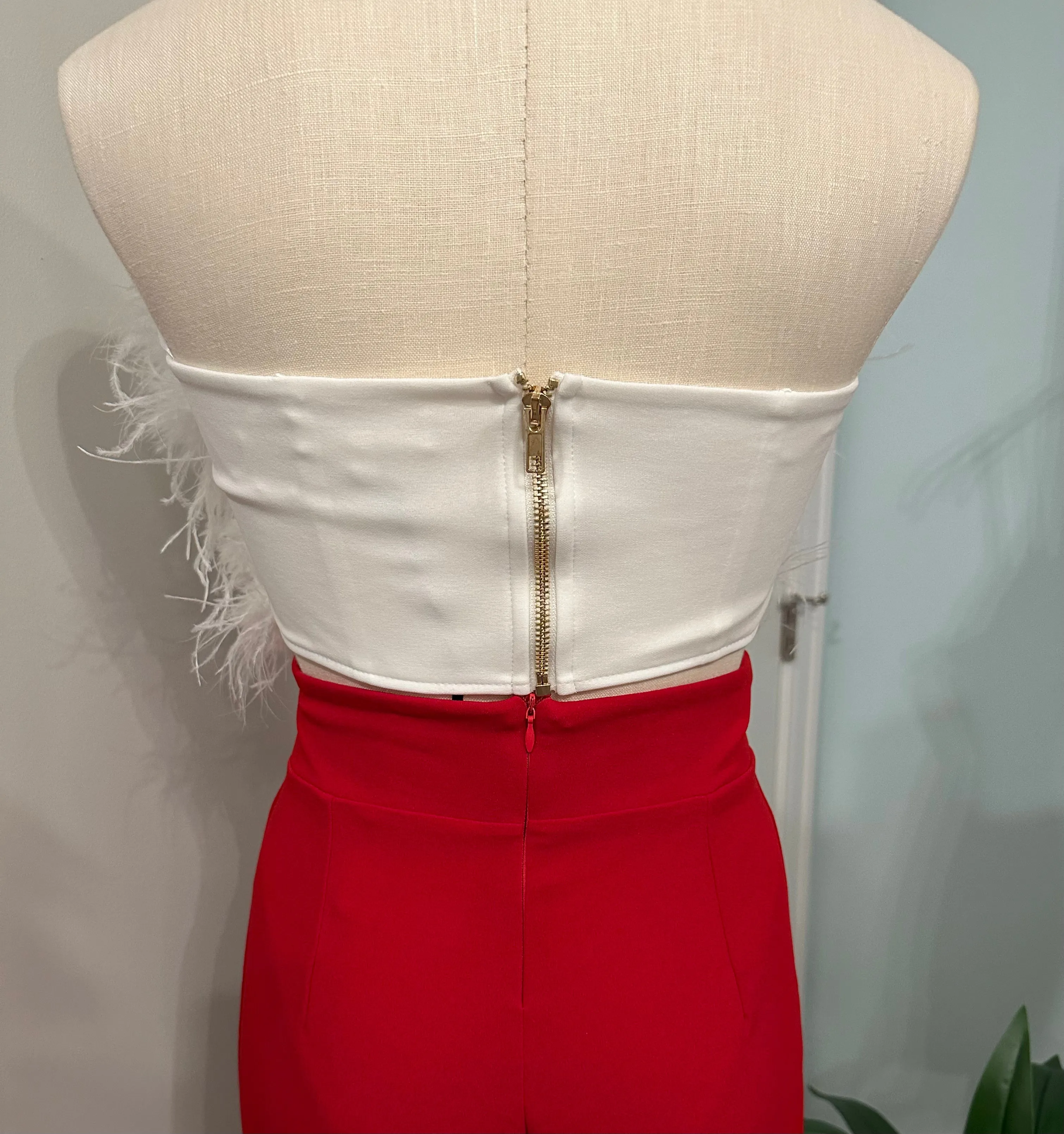 Flirty & Festive Feather Crop Top