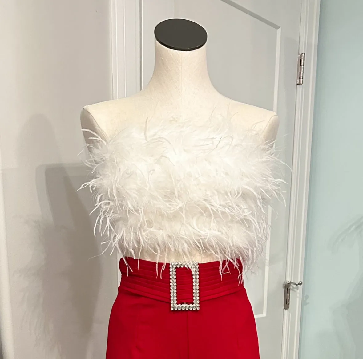 Flirty & Festive Feather Crop Top