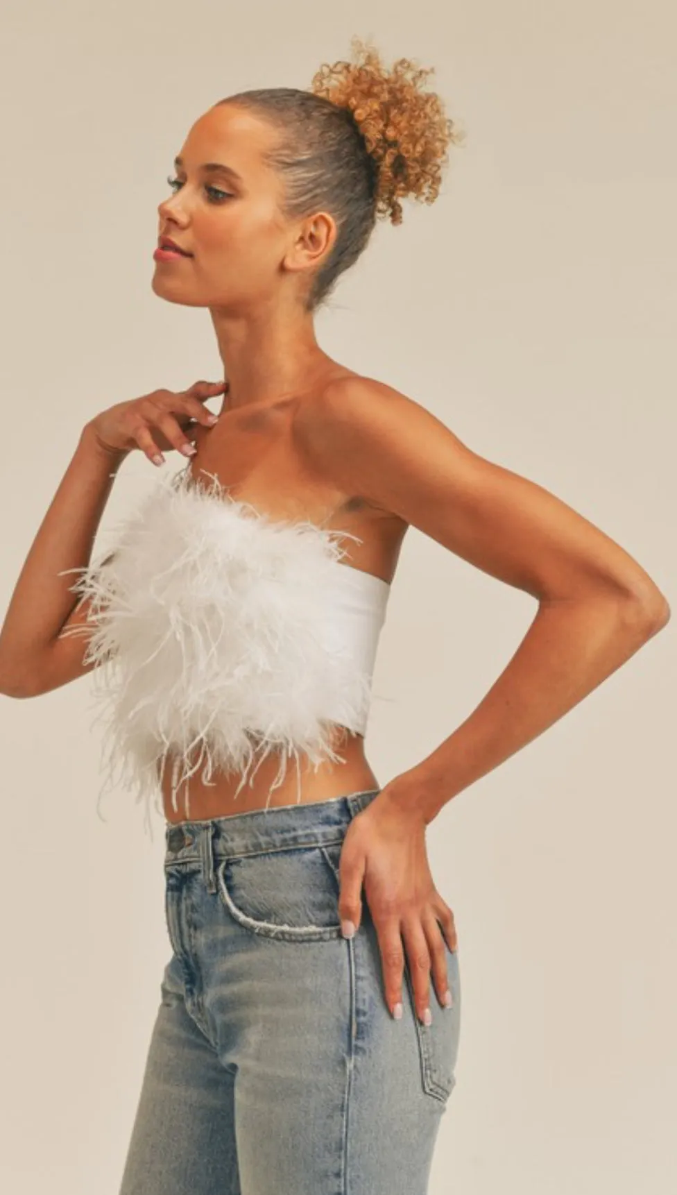 Flirty & Festive Feather Crop Top