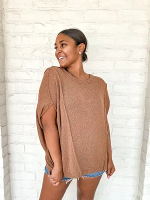 Flirty Tropics Top Camel