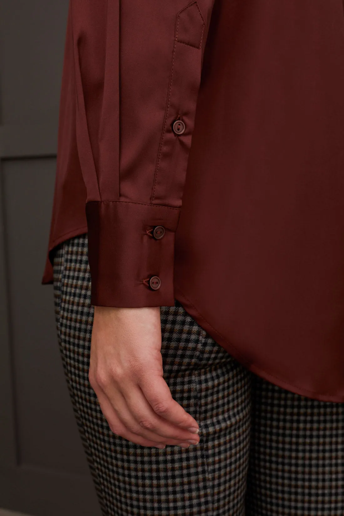 Flowy Satin Button-Up Shirt