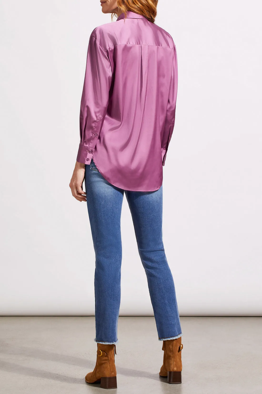 Flowy Satin Button-Up Shirt