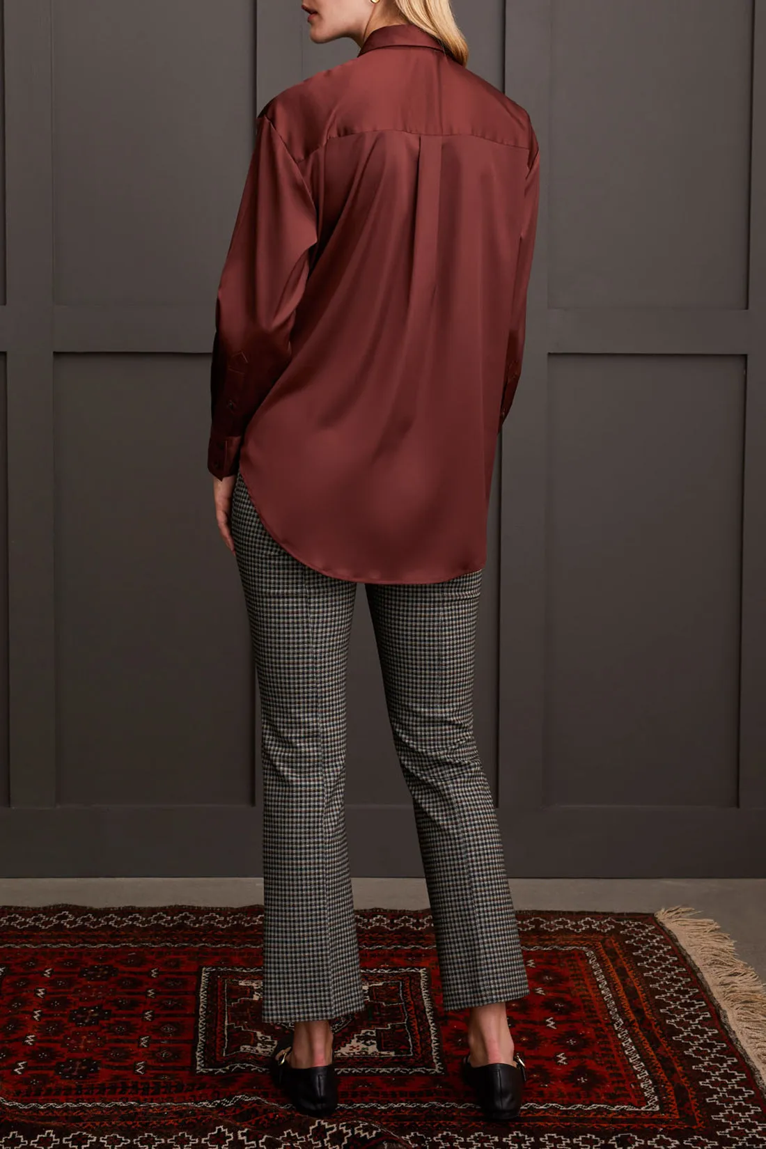 Flowy Satin Button-Up Shirt