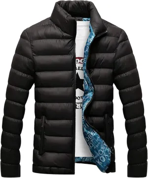 Flygo Men's Ultra Loft Quilted Puffer Jacket Warm Cotton Down Padded Coat Outwear
