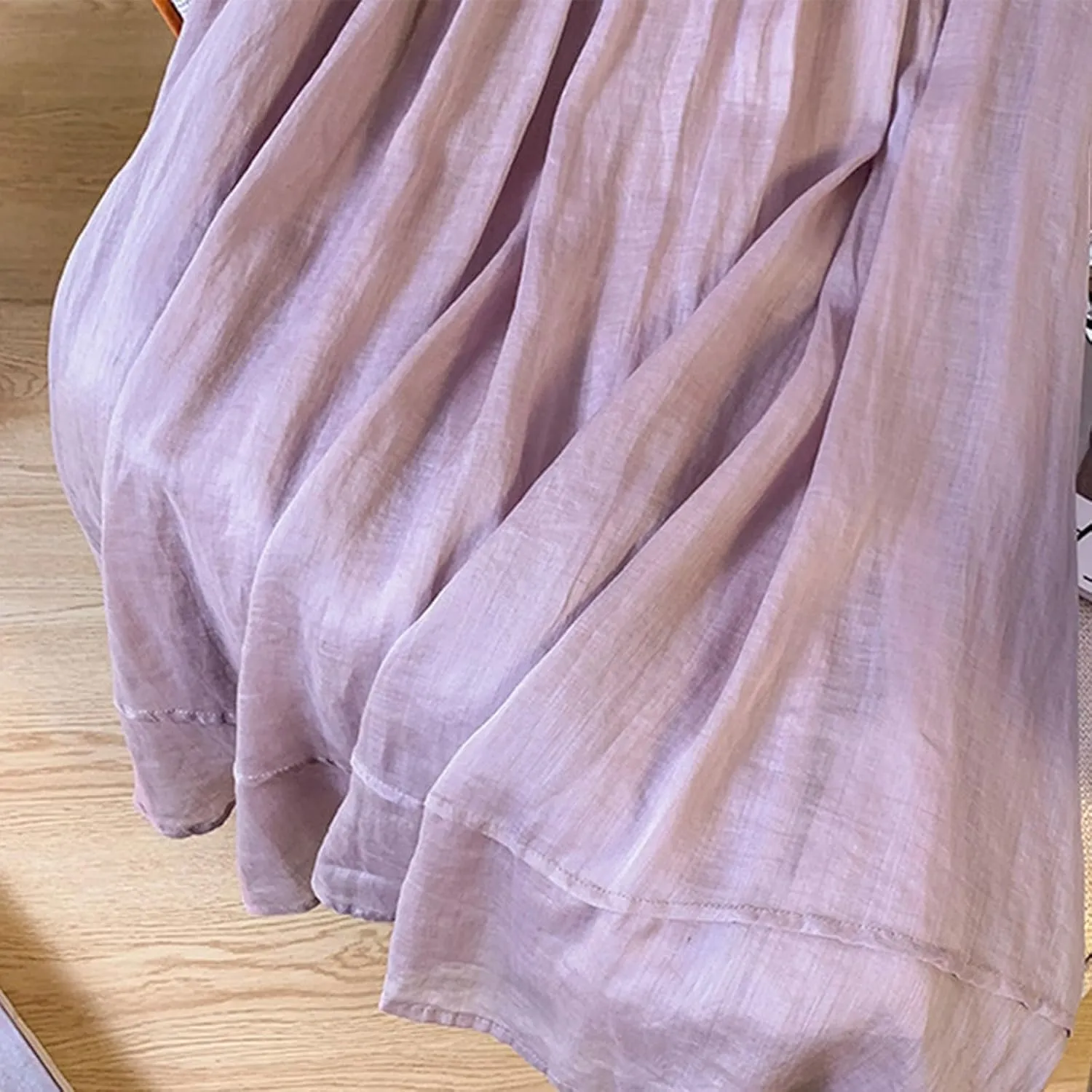 FZYLQY Cotton Linen Skirts for Womens Comfy High Rise Elastic Waist Skirt Versatile Double Layered Solid Color Midi Skirt