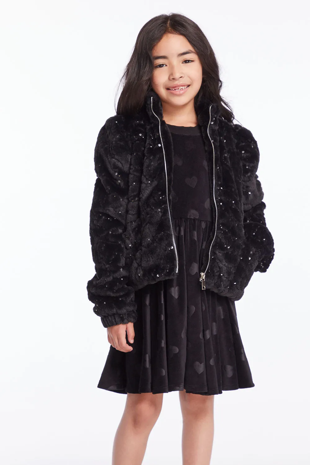 Girls Licorice Puff Sleeve Jacket