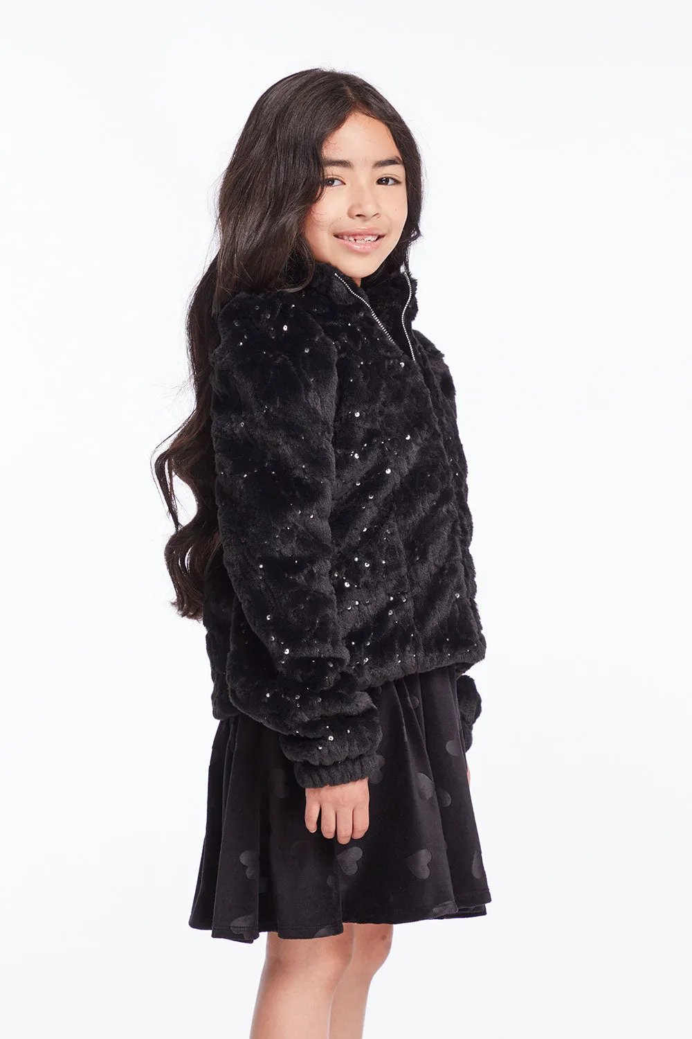 Girls Licorice Puff Sleeve Jacket