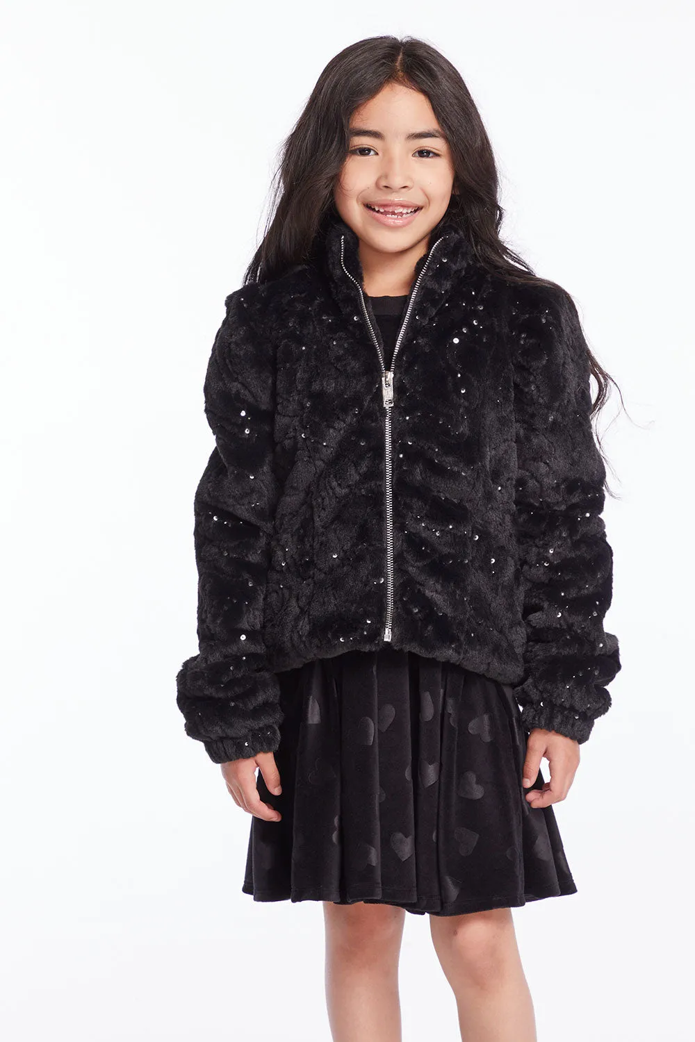 Girls Licorice Puff Sleeve Jacket