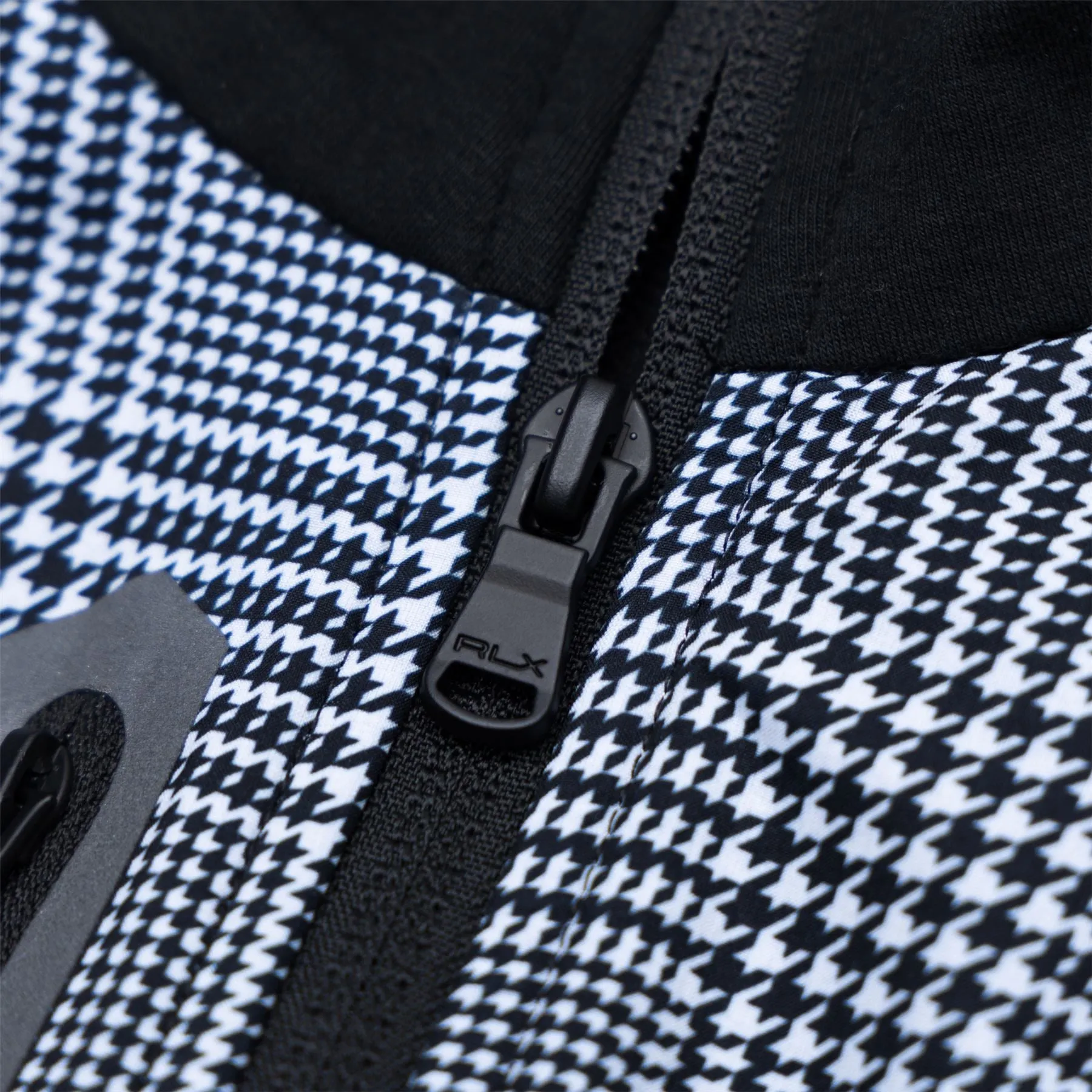 Glen Plaid Hybrid Full Zip Vest Polo Black/Crisp Glen - SS24