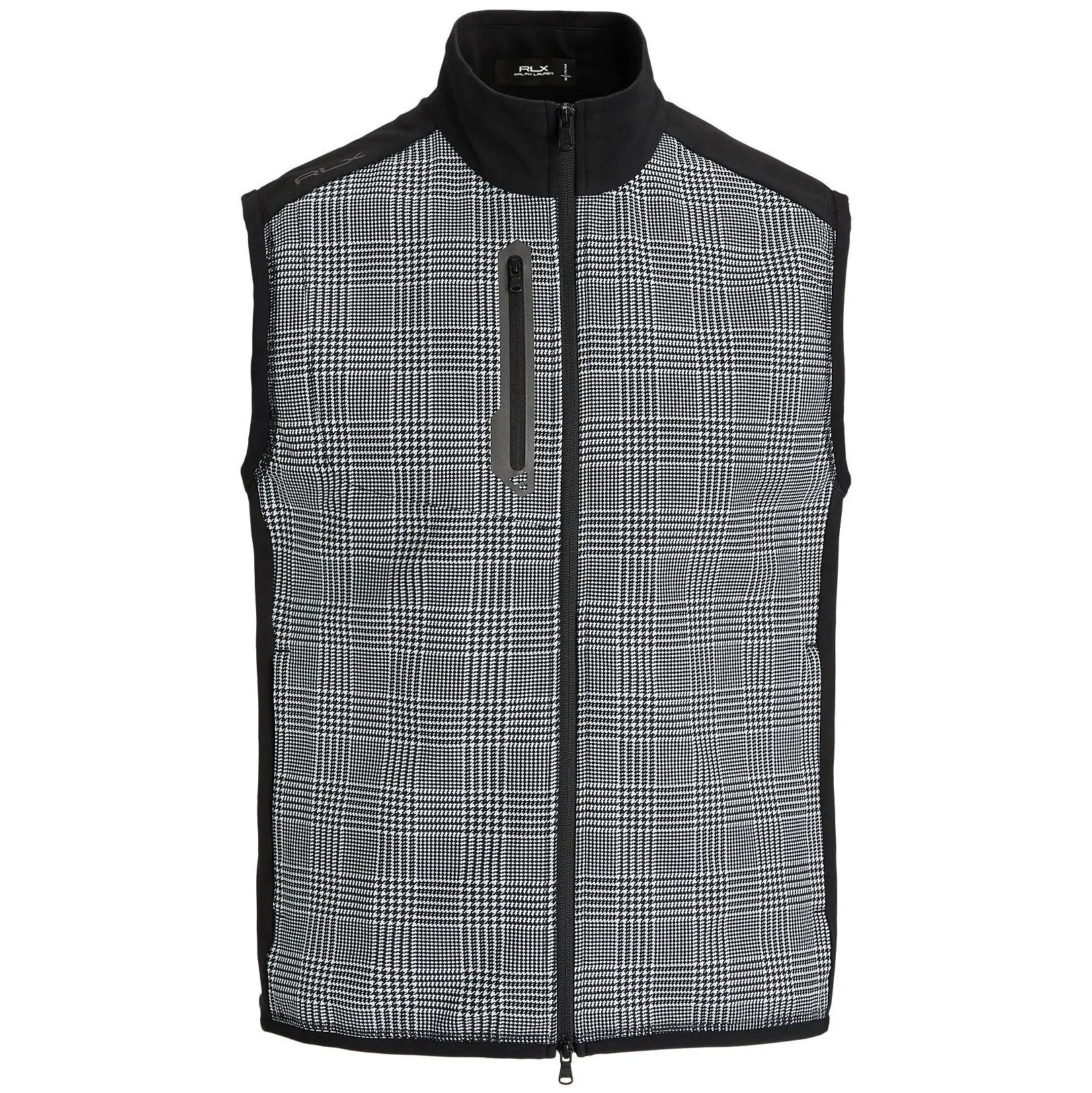 Glen Plaid Hybrid Full Zip Vest Polo Black/Crisp Glen - SS24