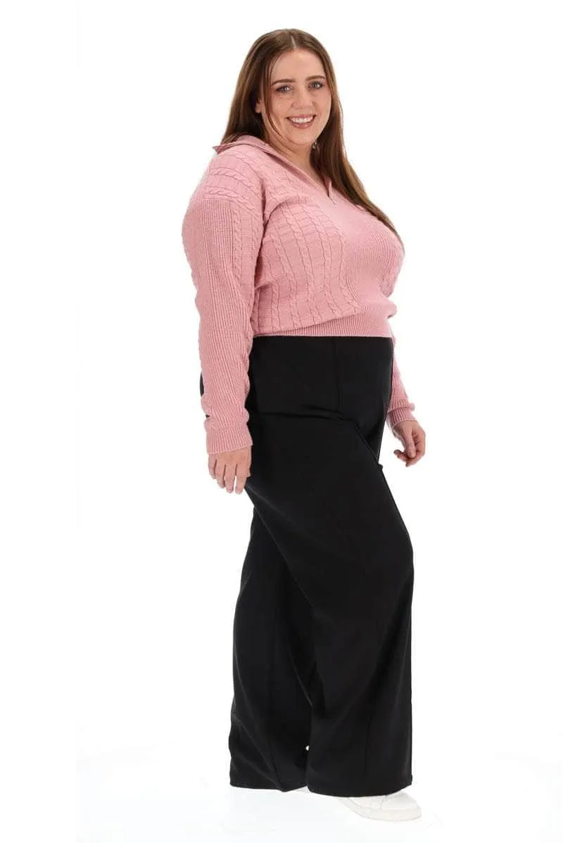 Half Zip Knit Pink