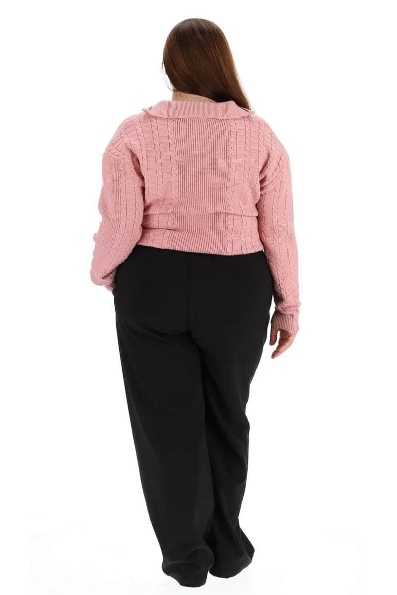 Half Zip Knit Pink