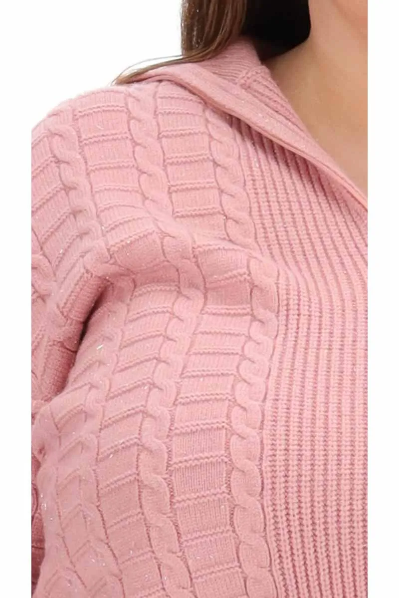 Half Zip Knit Pink