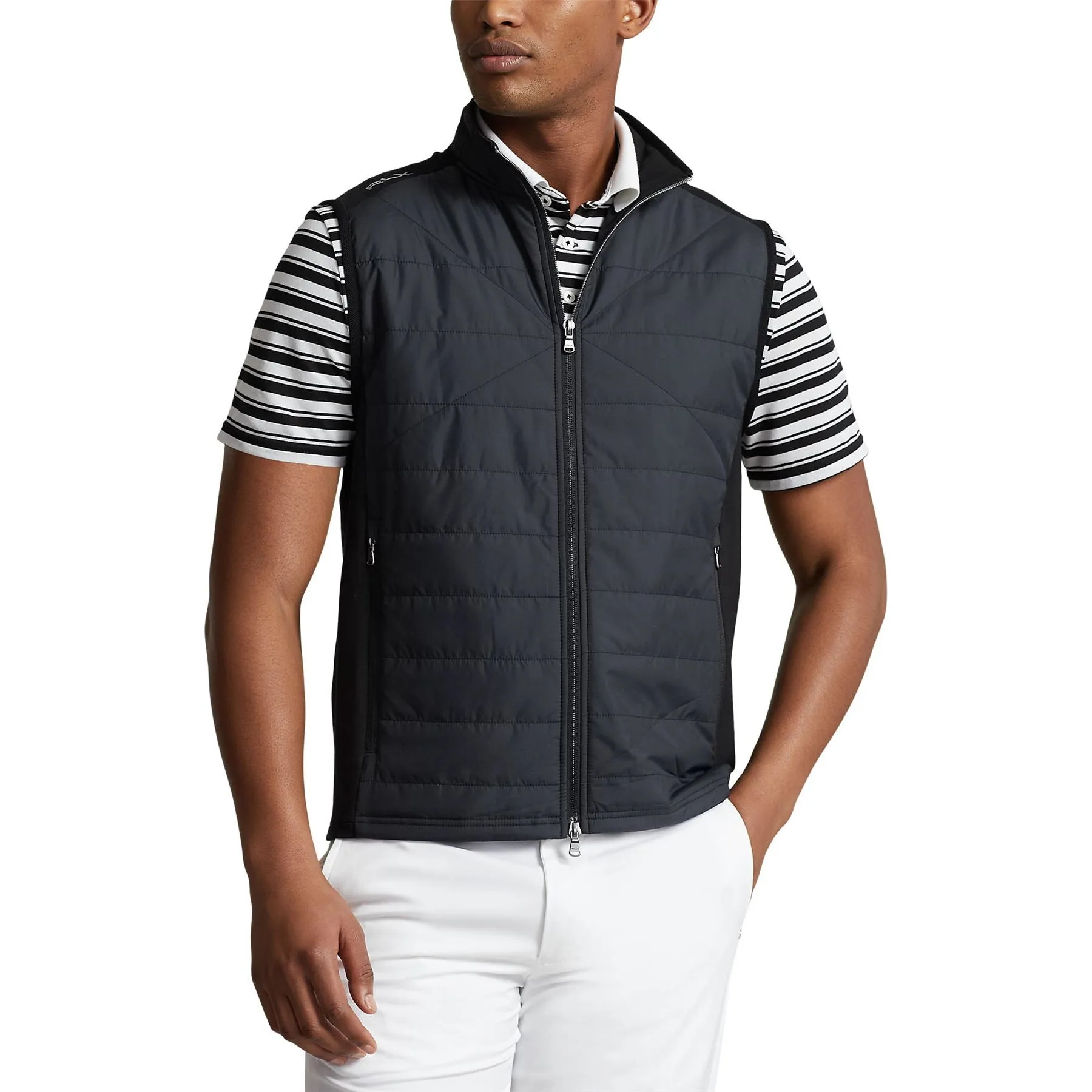 Hybrid Full Zip Vest Polo Black - SS24
