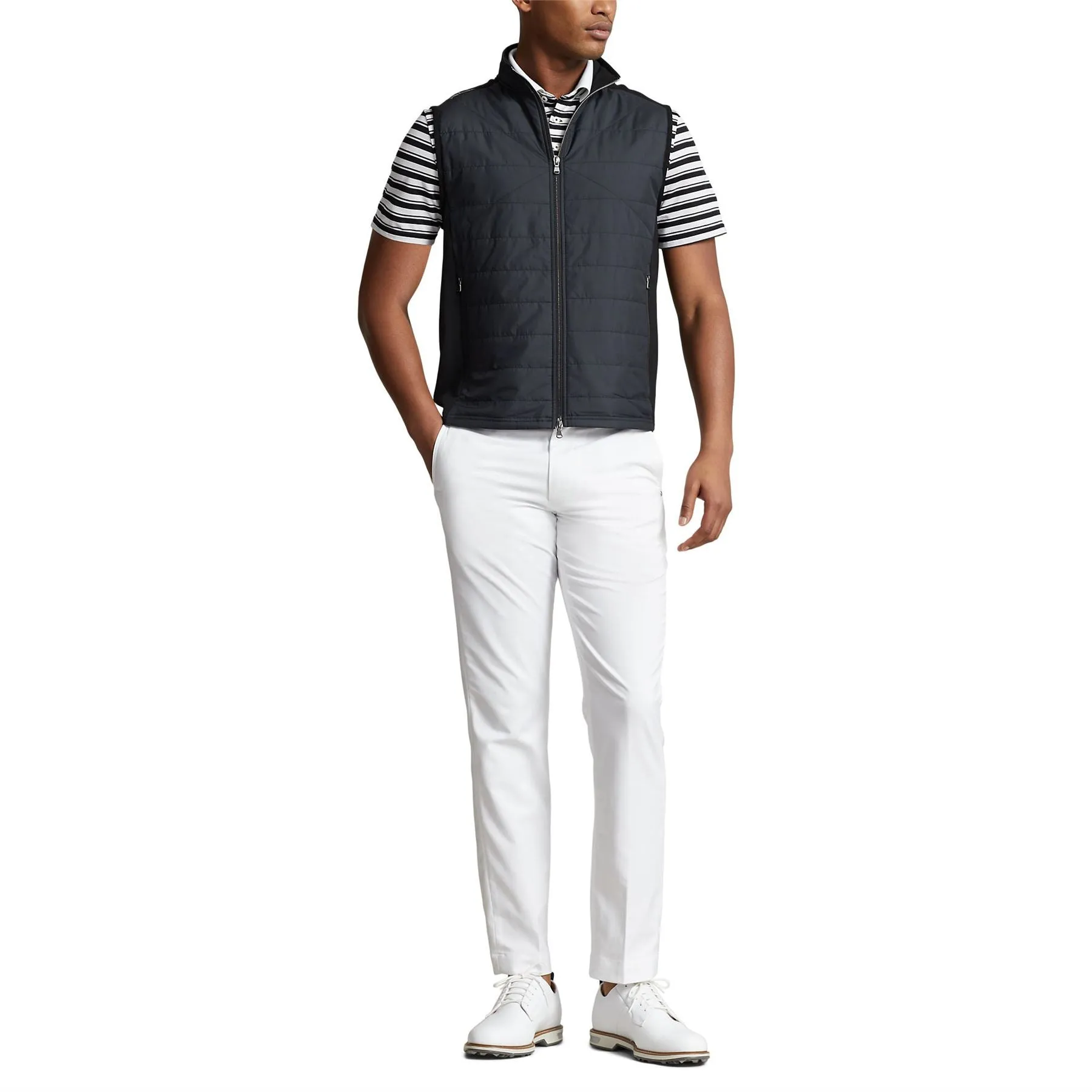 Hybrid Full Zip Vest Polo Black - SS24