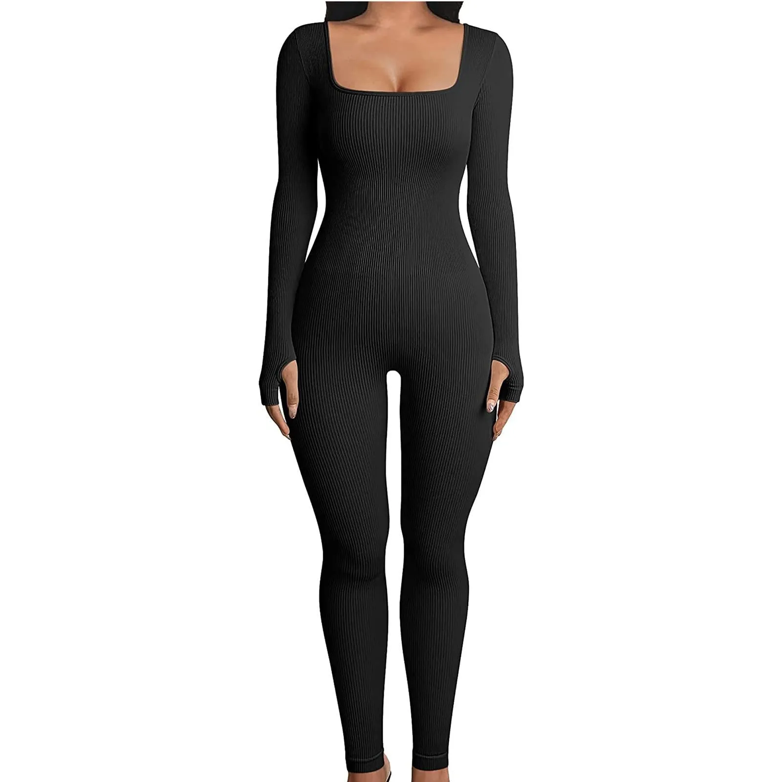 Hzori Square-Cut Collar Yoga Fitness Jumpsuit Hip Sports Jumpsuit Dance Pants Female New