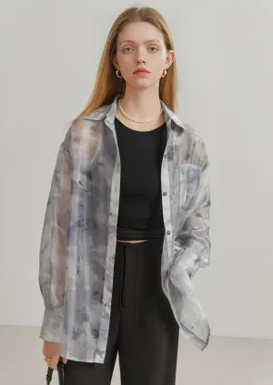 INK SUMMER LONG SLEEVE LOOSE SHIRT