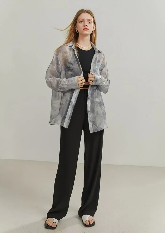 INK SUMMER LONG SLEEVE LOOSE SHIRT