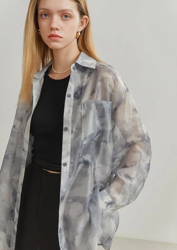 INK SUMMER LONG SLEEVE LOOSE SHIRT