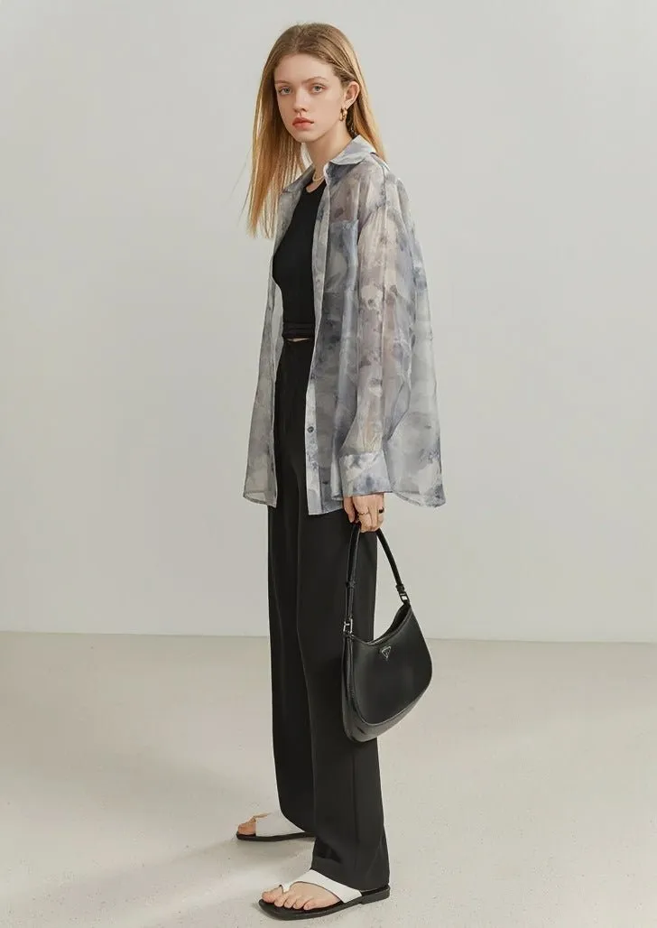 INK SUMMER LONG SLEEVE LOOSE SHIRT