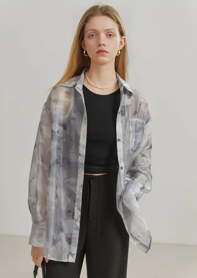 INK SUMMER LONG SLEEVE LOOSE SHIRT