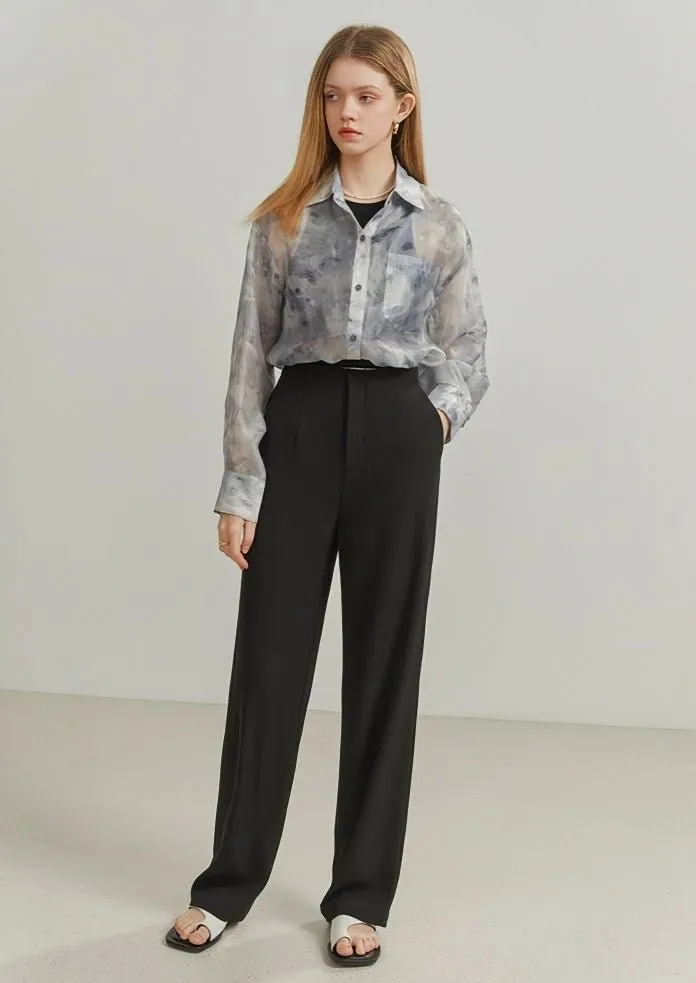 INK SUMMER LONG SLEEVE LOOSE SHIRT