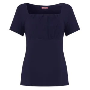 Joe Browns 10 Navy Minnie Ruched Front Jersey Top