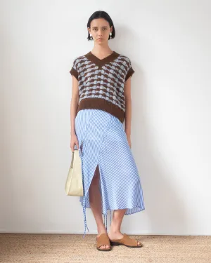 Joey Skirt Satin Stripe Blue