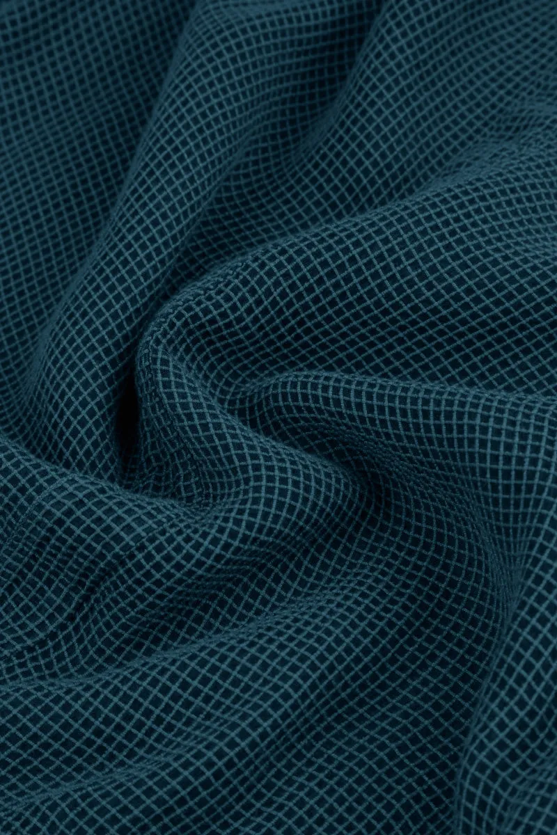 Loose Dark Teal Mesh Silk Shirt