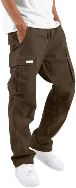 Men Pants Casual Fashion Jogger Active Wear Sweatpants Straight Leg Cargo Combat Pant