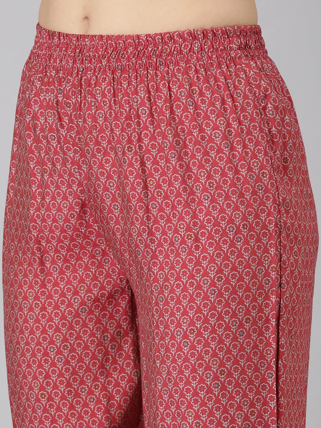 Neeru's Coral Pleated Straight Printed Readymade suits