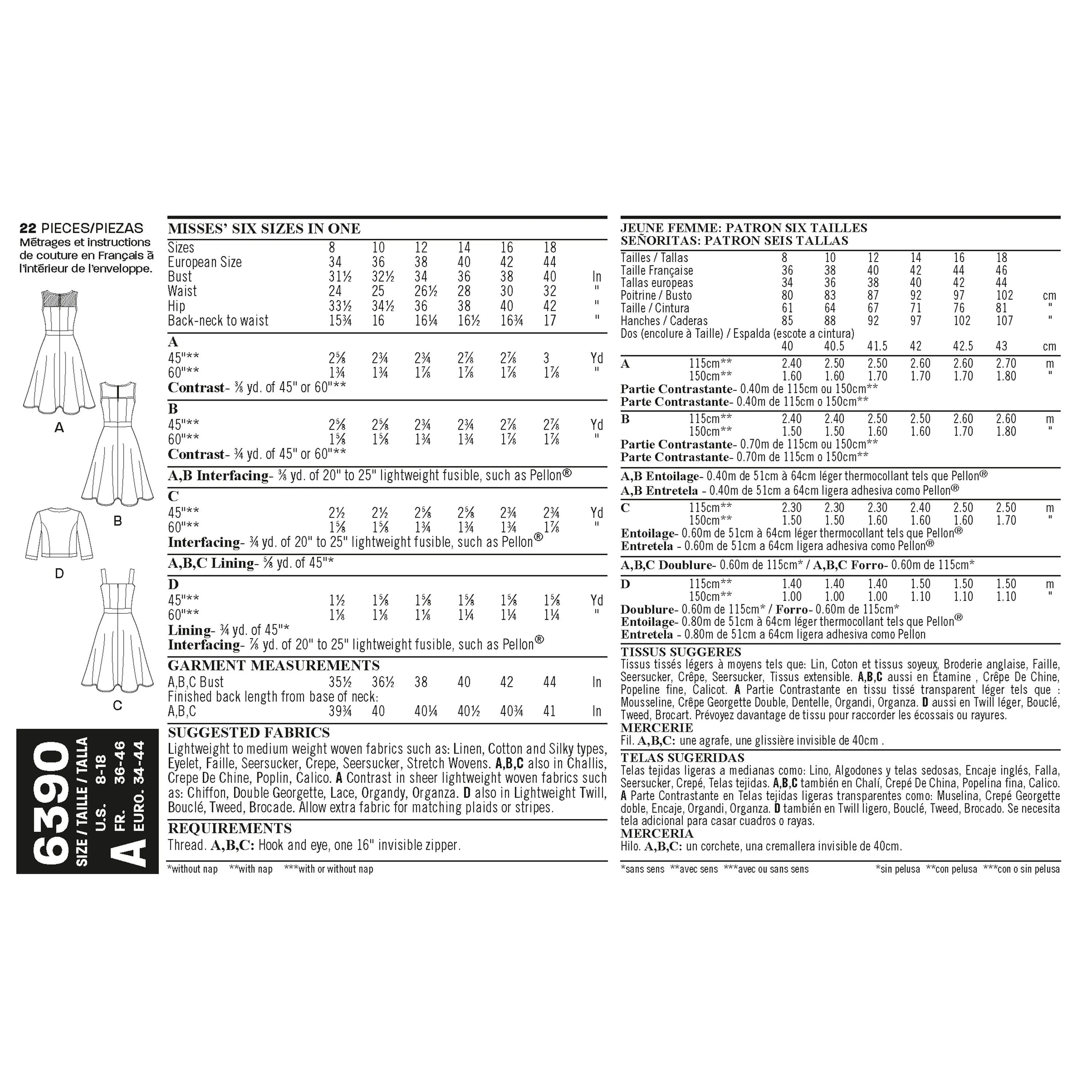 Newlook Pattern 6390 Misses' Dresses with Full Skirt and Bolero